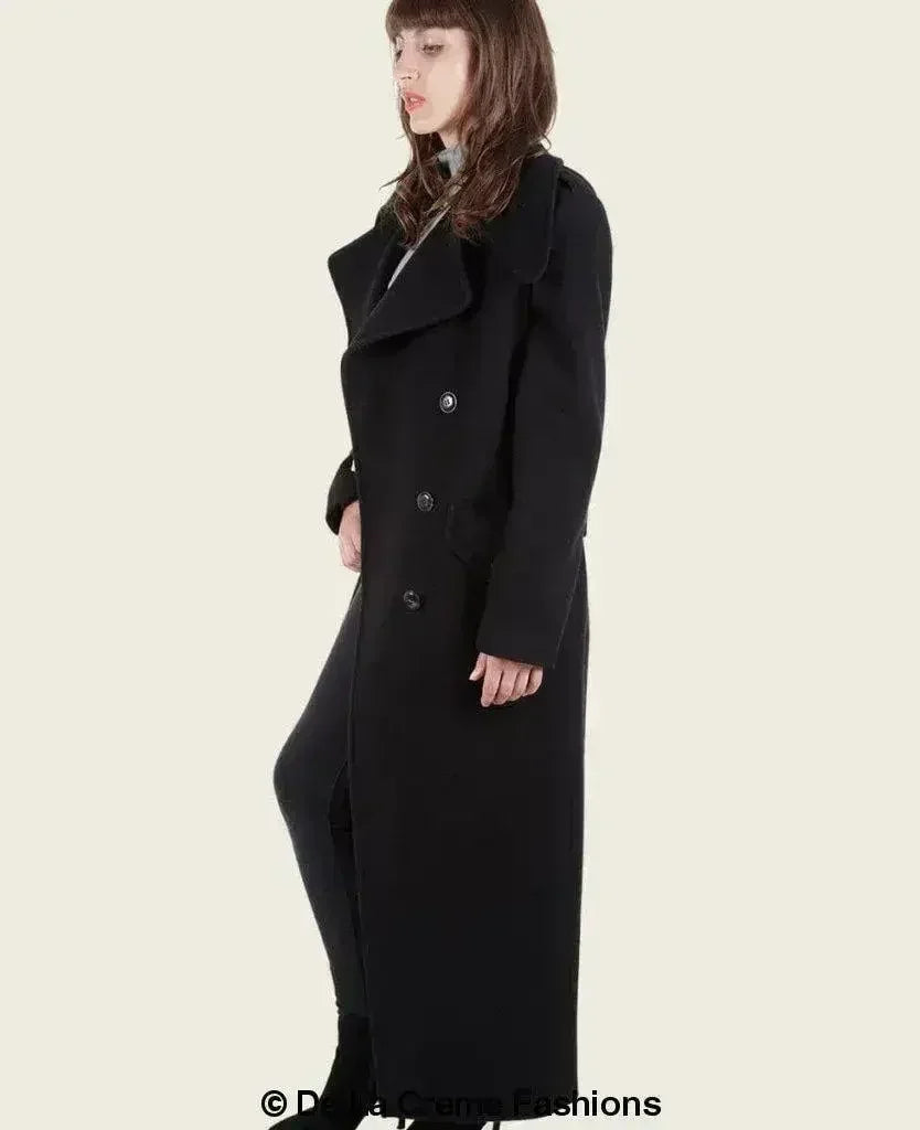 MARQUETTA - Manteau long croisé en laine et cachemire pour femme