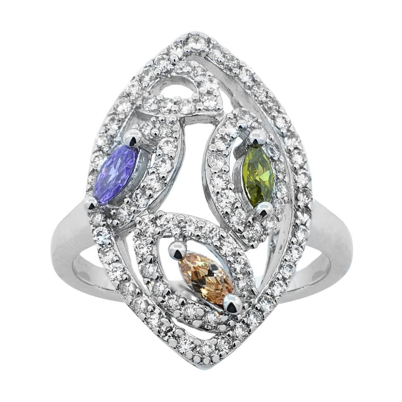 Bague marquise tricolore