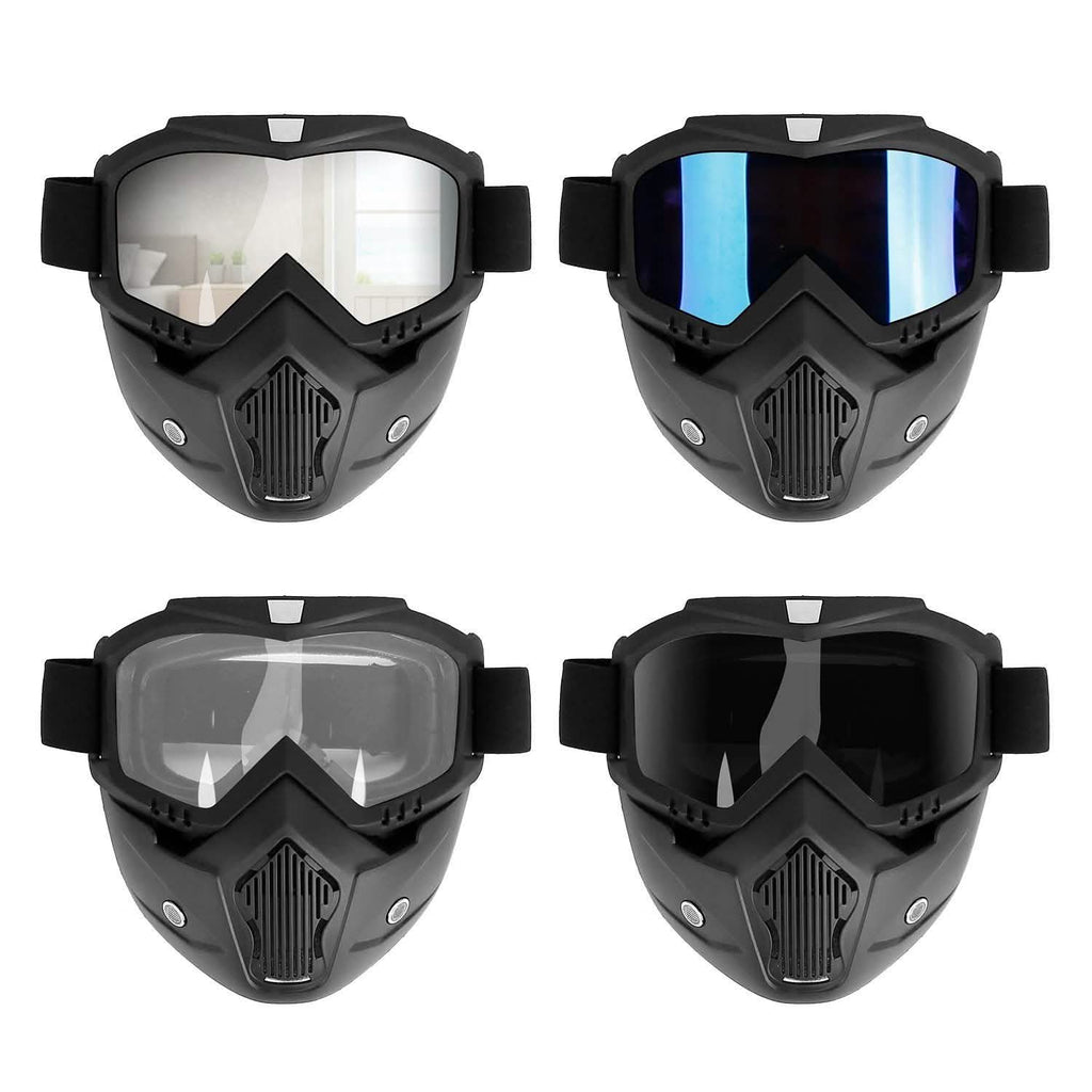 Masque de protection pour lunettes de motard avec filtre buccal antidérapant réglable