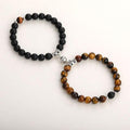 Bracelets assortis pour couples en perles de pierre naturelle, aimant attractif, symbole poignets femmes hommes, bracelets connectés perlés assortis pour elle et lui, couple, Saint-Valentin, meilleur(e) ami(e).