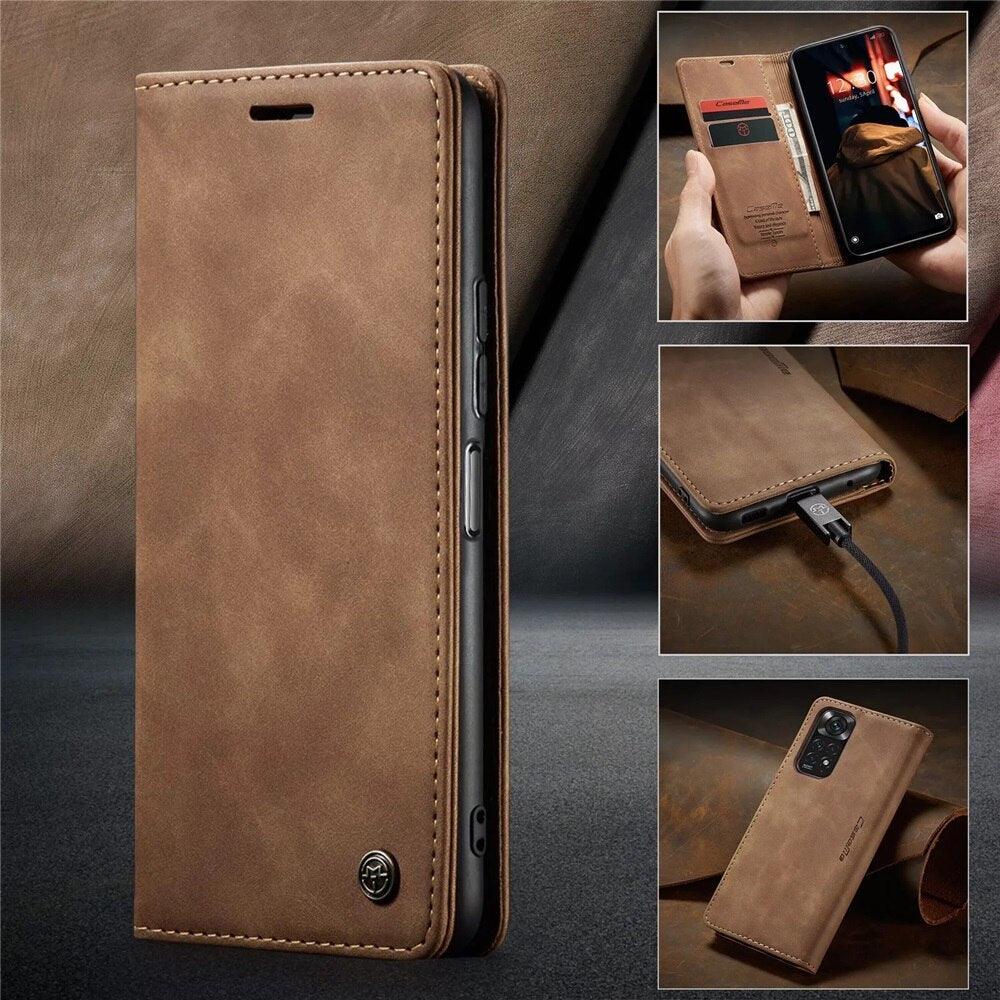 Coque en Cuir Mat pour Xiaomi Mi 9T CC9 10T 11T 12T Pro Lite 5G Redmi Note 8 9s 10 11 11S Pro Portefeuille Housse à Rabat Poco F3 M3 Pro Femmes avec Porte-Cartes Support Magnétique Étui en Cuir à Rabat