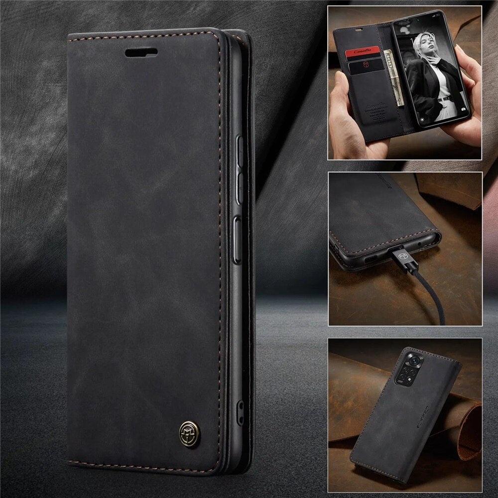 Coque en Cuir Mat pour Xiaomi Mi 9T CC9 10T 11T 12T Pro Lite 5G Redmi Note 8 9s 10 11 11S Pro Portefeuille Housse à Rabat Poco F3 M3 Pro Femmes avec Porte-Cartes Support Magnétique Étui en Cuir à Rabat