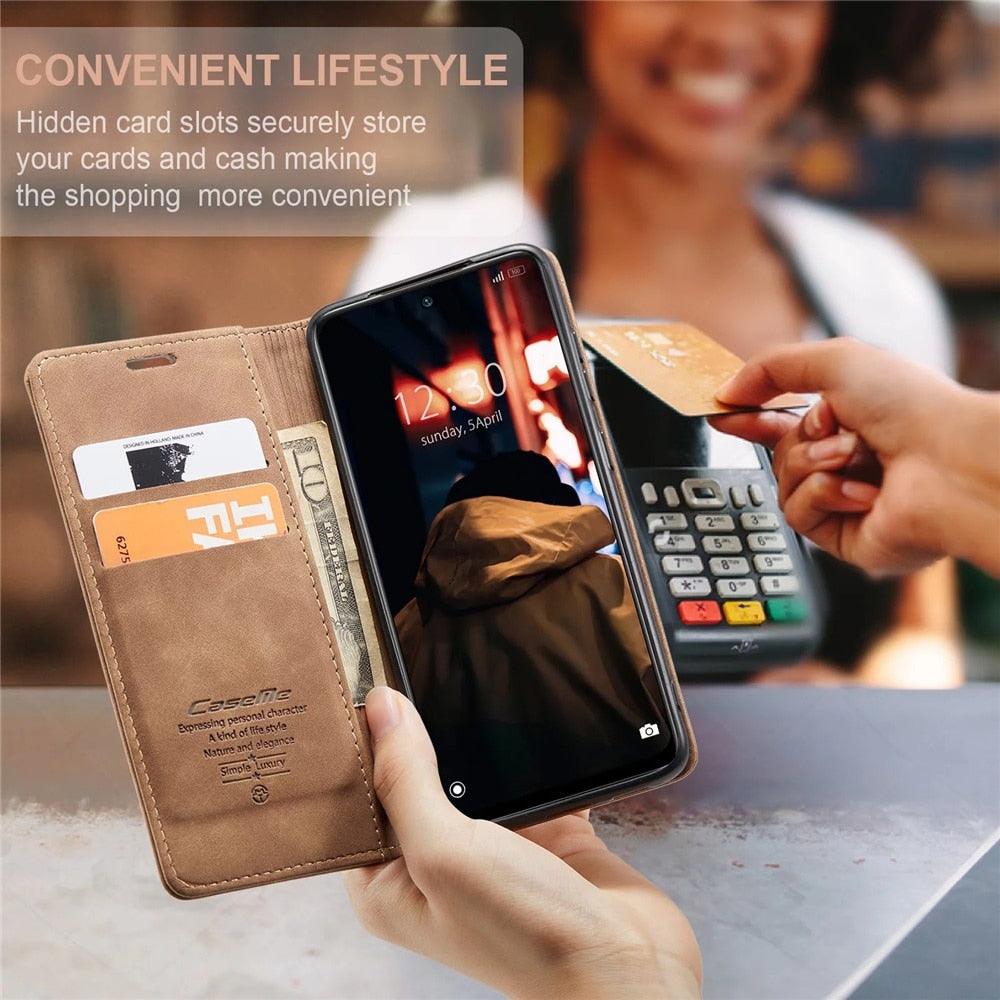 Coque en Cuir Mat pour Xiaomi Mi 9T CC9 10T 11T 12T Pro Lite 5G Redmi Note 8 9s 10 11 11S Pro Portefeuille Housse à Rabat Poco F3 M3 Pro Femmes avec Porte-Cartes Support Magnétique Étui en Cuir à Rabat
