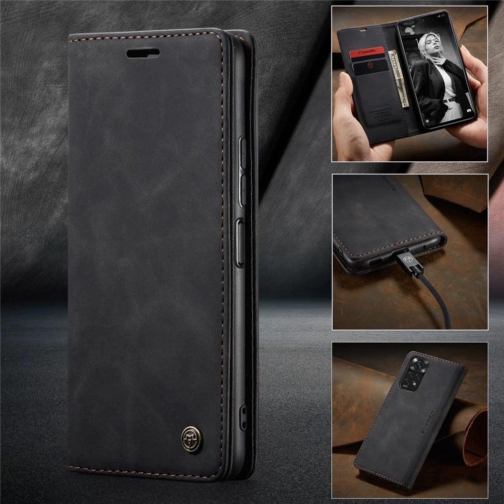 Coque en Cuir Mat pour Xiaomi Mi 9T CC9 10T 11T 12T Pro Lite 5G Redmi Note 8 9s 10 11 11S Pro Portefeuille Housse à Rabat Poco F3 M3 Pro Femmes avec Porte-Cartes Support Magnétique Étui en Cuir à Rabat