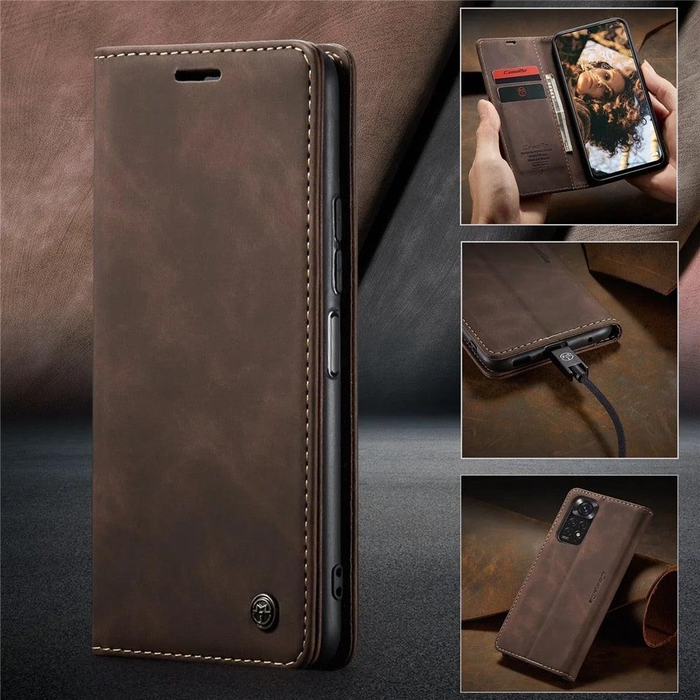 Coque en Cuir Mat pour Xiaomi Mi 9T CC9 10T 11T 12T Pro Lite 5G Redmi Note 8 9s 10 11 11S Pro Portefeuille Housse à Rabat Poco F3 M3 Pro Femmes avec Porte-Cartes Support Magnétique Étui en Cuir à Rabat