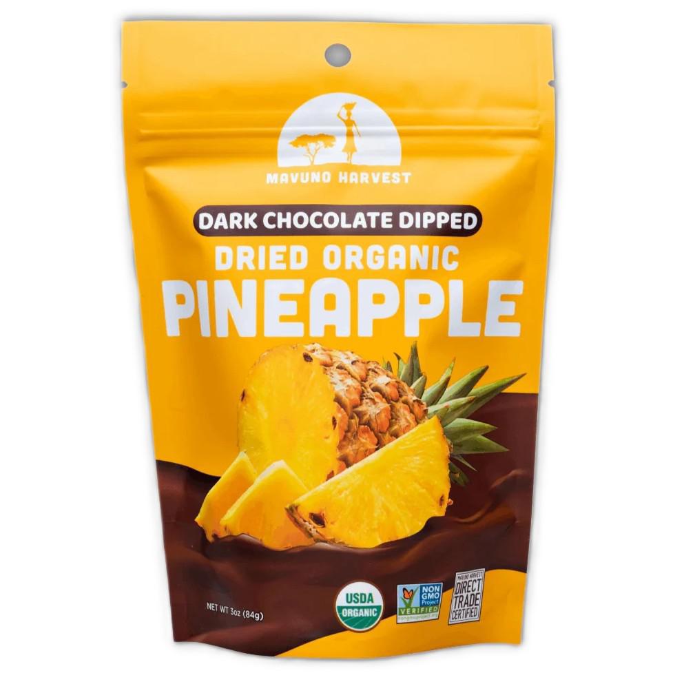 Mavuno Harvest - Ananas séché biologique enrobé de chocolat (3 oz)