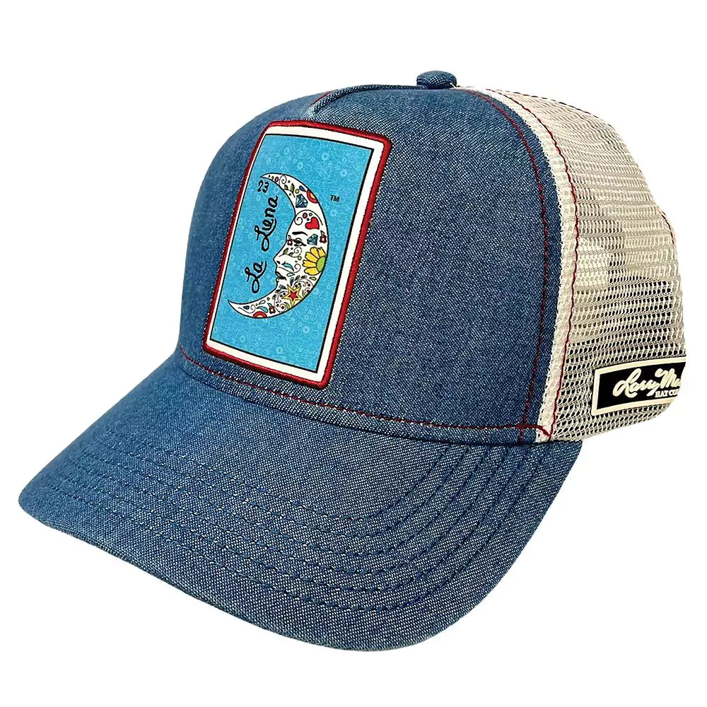 Casquette trucker Larry Mahan La Luna (Denim/Crème)