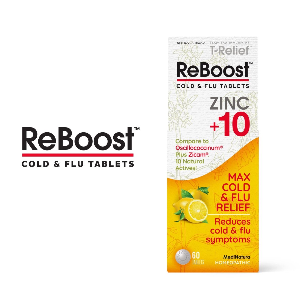 MediNatura Reboost Rhume/Grippe Citron 60 Comprimés