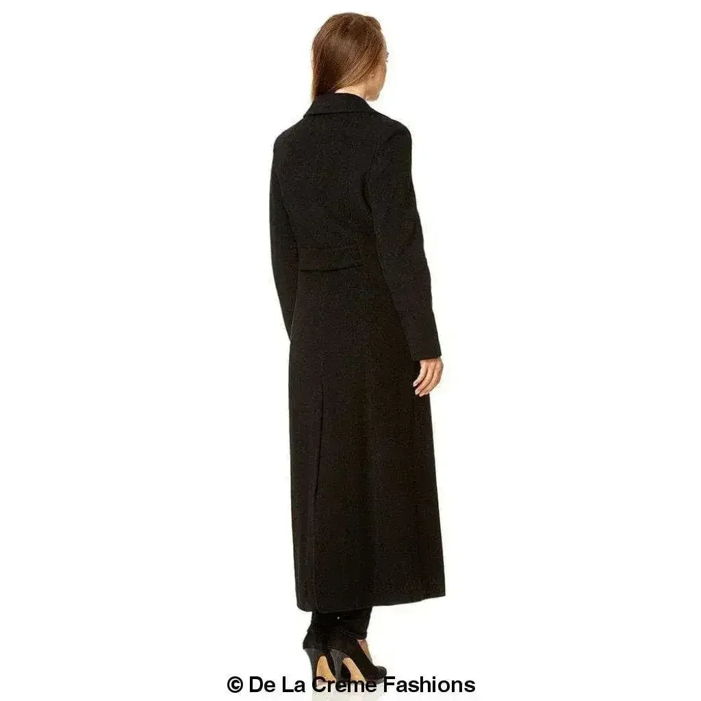 Manteau long croisé en mélange de laine