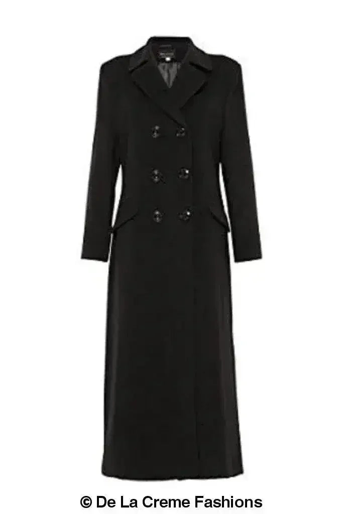 Manteau long croisé en mélange de laine