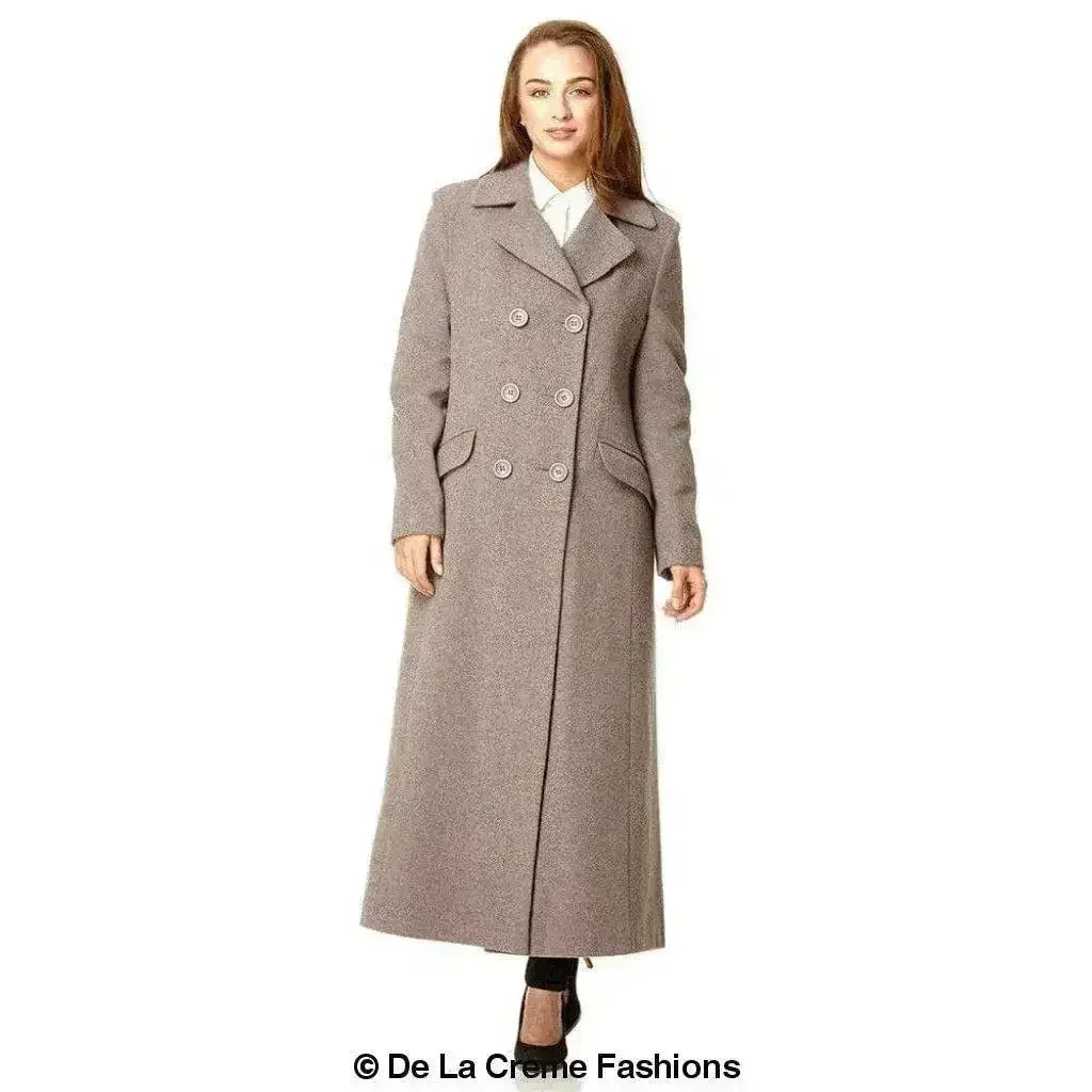Manteau long croisé en mélange de laine
