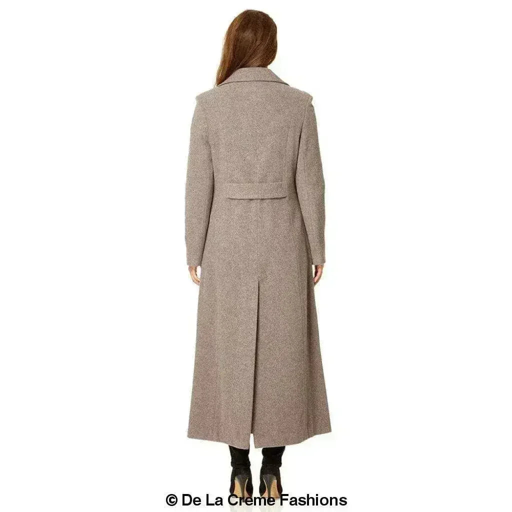 Manteau long croisé en mélange de laine