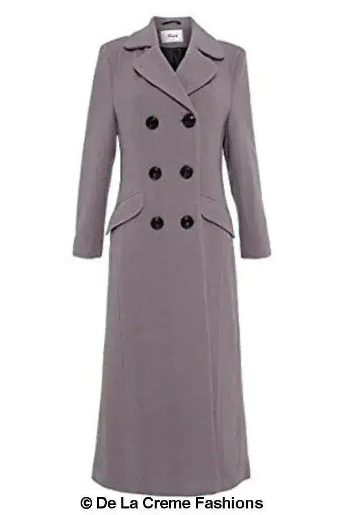 Manteau long croisé en mélange de laine