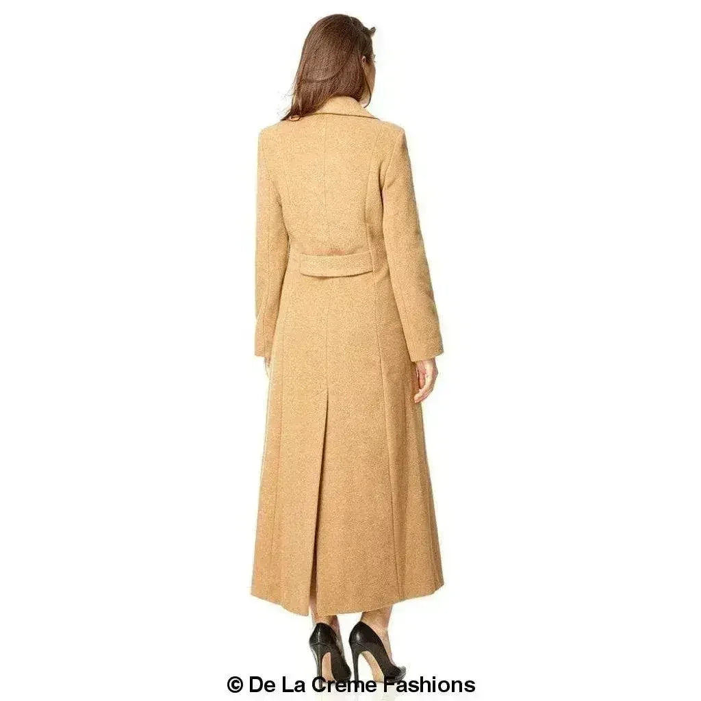 Manteau long croisé en mélange de laine