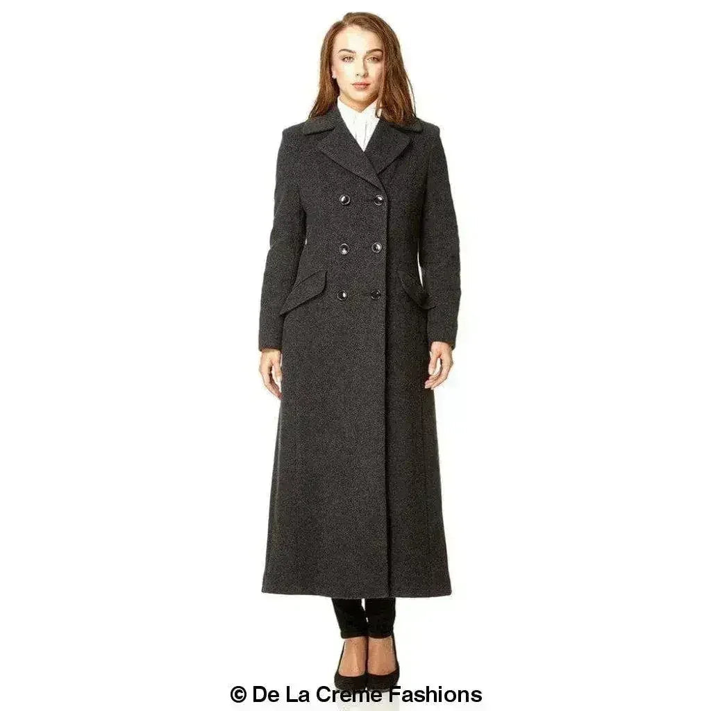 Manteau long croisé en mélange de laine