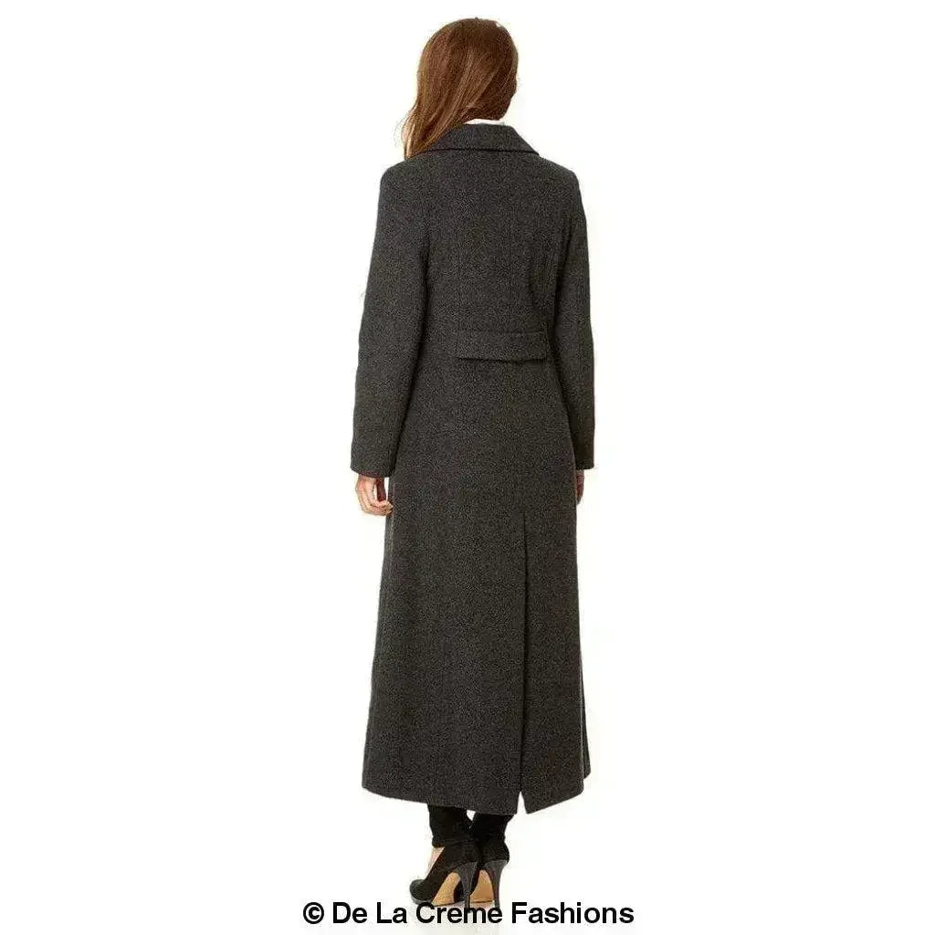 Manteau long croisé en mélange de laine