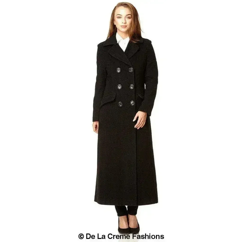 Manteau long croisé en mélange de laine