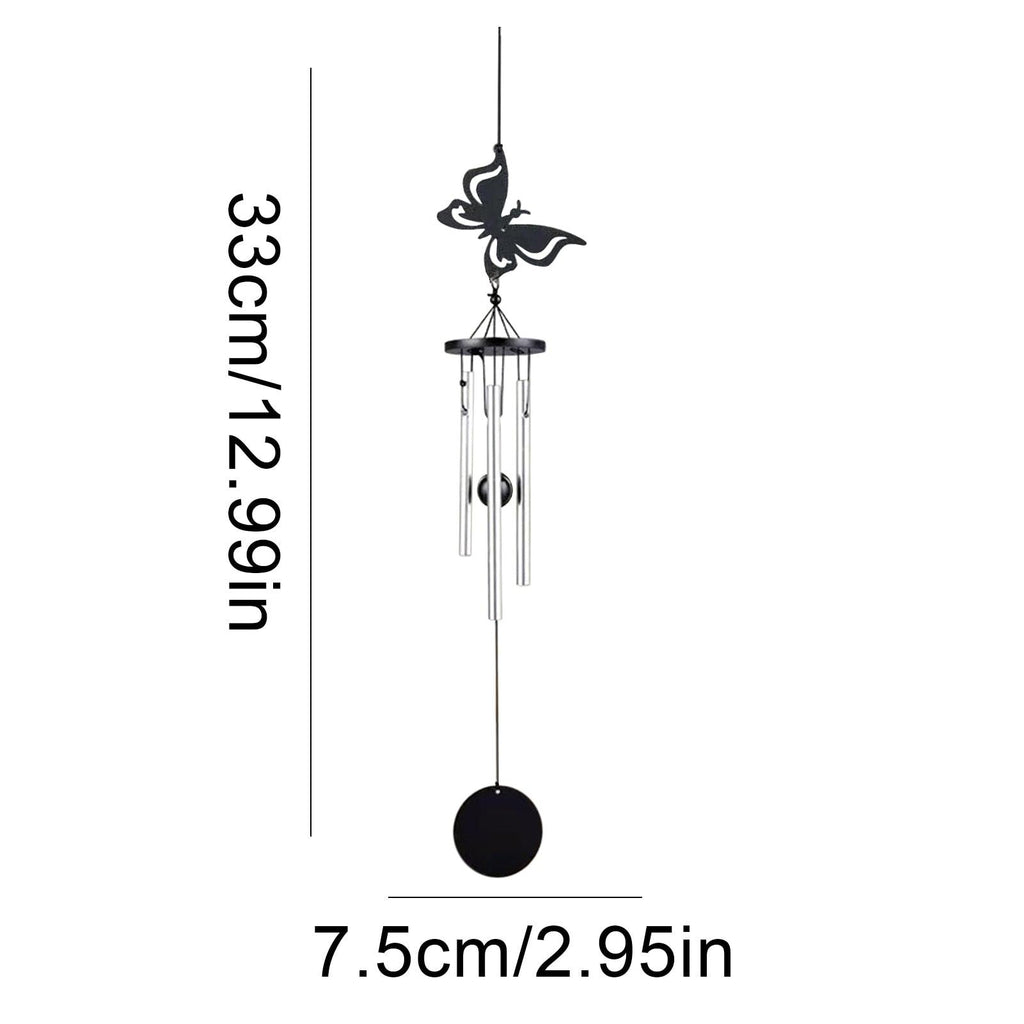Carillons éoliens papillon commémoratifs, carillons éoliens oiseau volant ailes d'ange, carillons éoliens ailes art de jardin, carillons éoliens colibri patio, décoration suspendue jardin, grands carillons d'extérieur pour patio, porche, cour, noirs