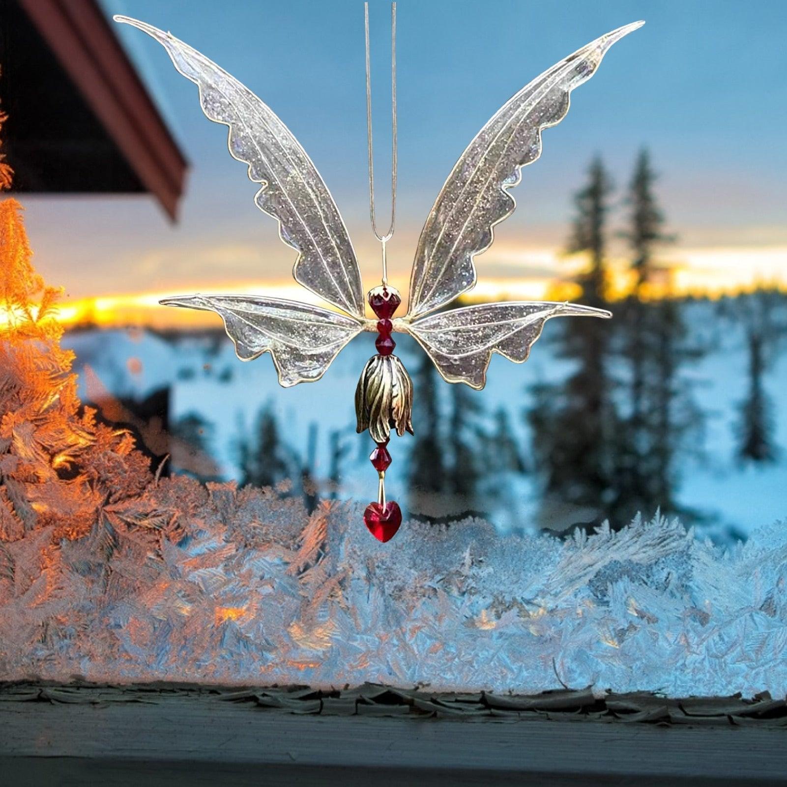 Carillons éoliens papillon commémoratifs, carillons éoliens oiseau volant ailes d'ange, carillons éoliens ailes art de jardin, carillons éoliens colibri patio, décoration suspendue jardin, grands carillons d'extérieur pour patio, porche, cour, noirs
