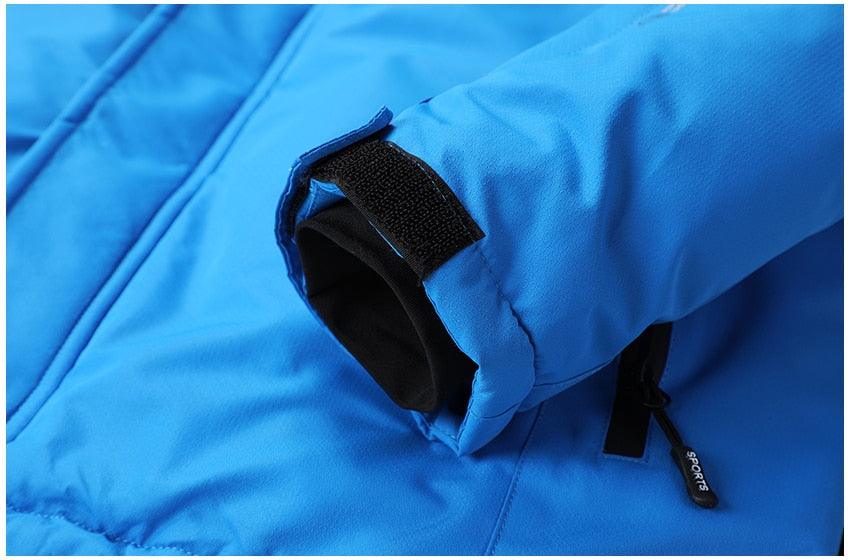 Blouson d'hiver bleu pour homme - Neuf, ski, neige, chaud, manteau - Nouveau design, élégant, respirant - Veste confortable, décontractée, à capuche, imperméable, polaire épaisse pour homme - Veste à capuche détachable