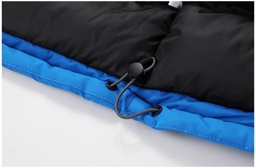 Blouson d'hiver bleu pour homme - Neuf, ski, neige, chaud, manteau - Nouveau design, élégant, respirant - Veste confortable, décontractée, à capuche, imperméable, polaire épaisse pour homme - Veste à capuche détachable