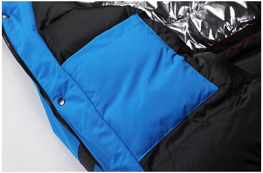 Blouson d'hiver bleu pour homme - Neuf, ski, neige, chaud, manteau - Nouveau design, élégant, respirant - Veste confortable, décontractée, à capuche, imperméable, polaire épaisse pour homme - Veste à capuche détachable