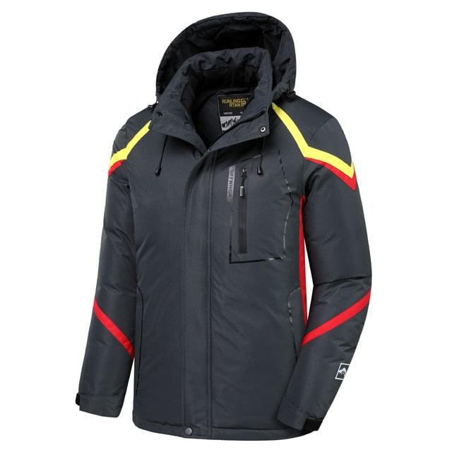 Blouson d'hiver bleu pour homme - Neuf, ski, neige, chaud, manteau - Nouveau design, élégant, respirant - Veste confortable, décontractée, à capuche, imperméable, polaire épaisse pour homme - Veste à capuche détachable