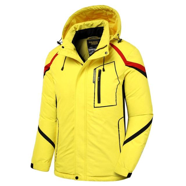 Blouson d'hiver bleu pour homme - Neuf, ski, neige, chaud, manteau - Nouveau design, élégant, respirant - Veste confortable, décontractée, à capuche, imperméable, polaire épaisse pour homme - Veste à capuche détachable