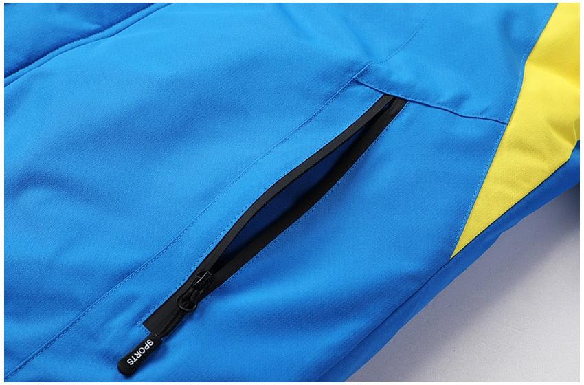 Blouson d'hiver bleu pour homme - Neuf, ski, neige, chaud, manteau - Nouveau design, élégant, respirant - Veste confortable, décontractée, à capuche, imperméable, polaire épaisse pour homme - Veste à capuche détachable