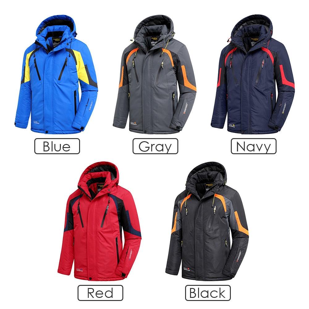 Blouson d'hiver bleu pour homme - Neuf, ski, neige, chaud, manteau - Nouveau design, élégant, respirant - Veste confortable, décontractée, à capuche, imperméable, polaire épaisse pour homme - Veste à capuche détachable