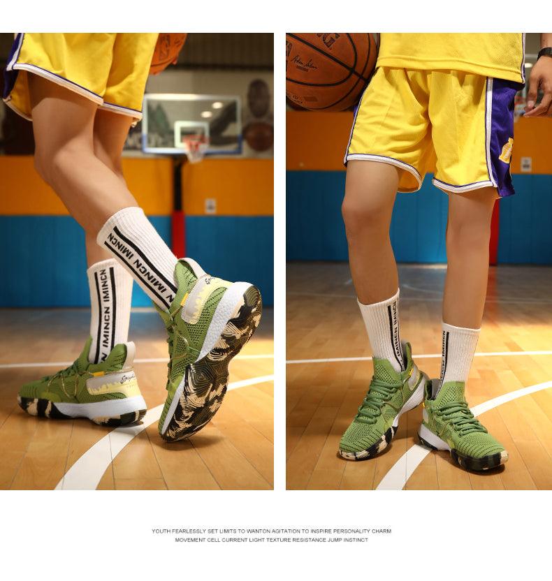 Chaussures de basket-ball respirantes pour hommes, amortissantes, montantes, pour le sport, l'entraînement en extérieur, bottes de cheville légères professionnelles antidérapantes pour la course à pied et la marche