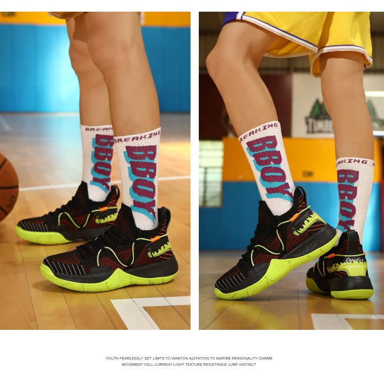 Chaussures de basket-ball respirantes pour hommes, amortissantes, montantes, pour le sport, l'entraînement en extérieur, bottes de cheville légères professionnelles antidérapantes pour la course à pied et la marche
