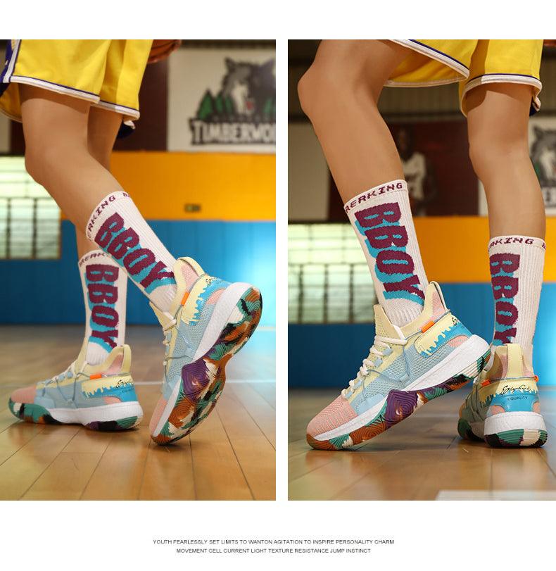 Chaussures de basket-ball respirantes pour hommes, amortissantes, montantes, pour le sport, l'entraînement en extérieur, bottes de cheville légères professionnelles antidérapantes pour la course à pied et la marche