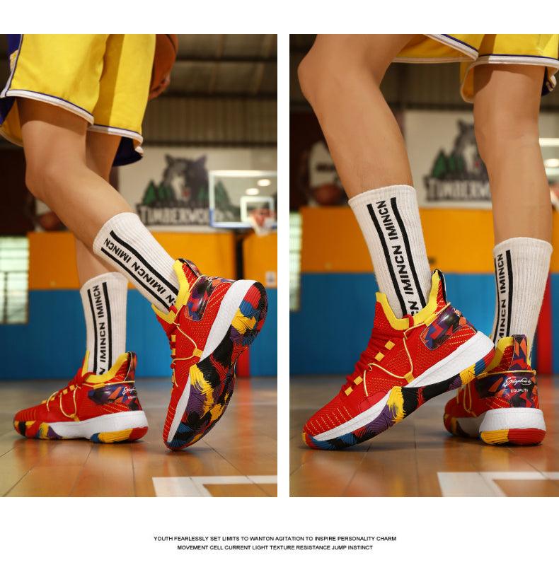 Chaussures de basket-ball respirantes pour hommes, amortissantes, montantes, pour le sport, l'entraînement en extérieur, bottes de cheville légères professionnelles antidérapantes pour la course à pied et la marche