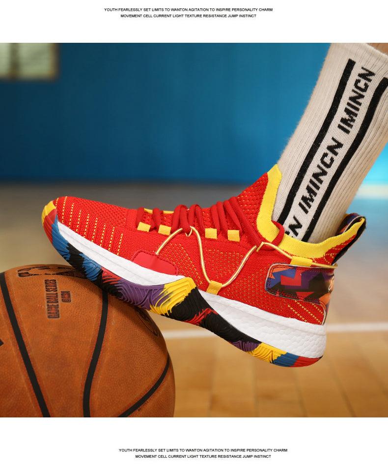 Chaussures de basket-ball respirantes pour hommes, amortissantes, montantes, pour le sport, l'entraînement en extérieur, bottes de cheville légères professionnelles antidérapantes pour la course à pied et la marche
