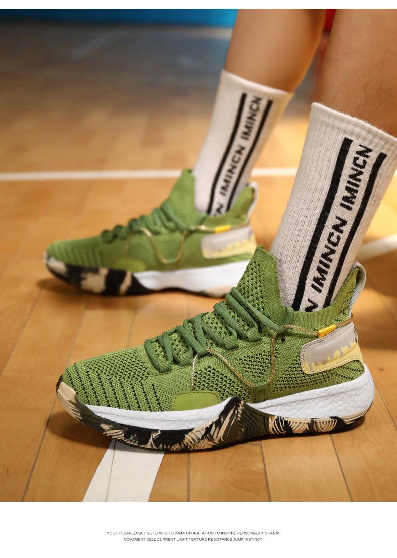 Chaussures de basket-ball respirantes pour hommes, amortissantes, montantes, pour le sport, l'entraînement en extérieur, bottes de cheville légères professionnelles antidérapantes pour la course à pied et la marche