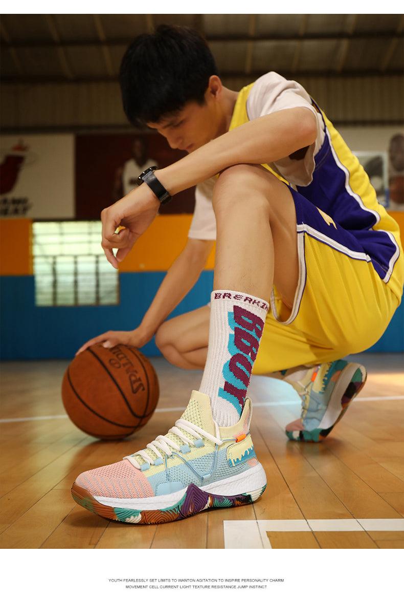 Chaussures de basket-ball respirantes pour hommes, amortissantes, montantes, pour le sport, l'entraînement en extérieur, bottes de cheville légères professionnelles antidérapantes pour la course à pied et la marche