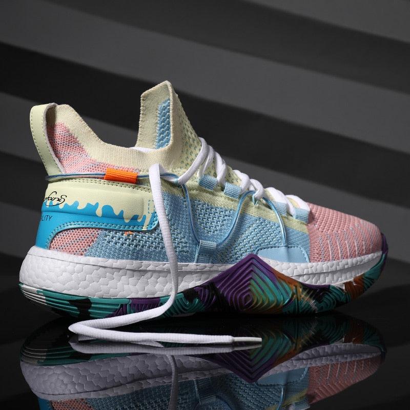 Chaussures de basket-ball respirantes pour hommes, amortissantes, montantes, pour le sport, l'entraînement en extérieur, bottes de cheville légères professionnelles antidérapantes pour la course à pied et la marche