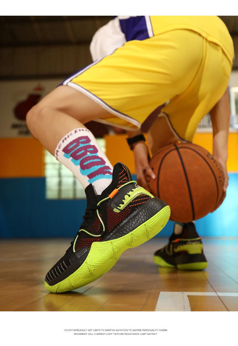 Chaussures de basket-ball respirantes pour hommes, amortissantes, montantes, pour le sport, l'entraînement en extérieur, bottes de cheville légères professionnelles antidérapantes pour la course à pied et la marche