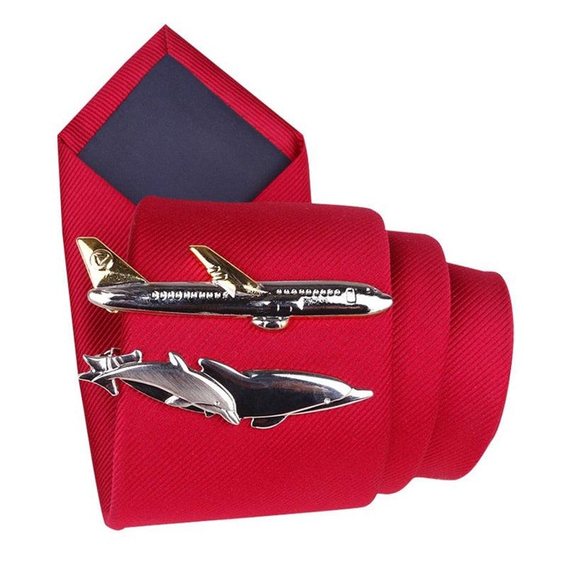 Pinces à cravate élégantes pour hommes, pince à cravate, pince à cravate, bijoux de fête de mariage, cadeau pour hommes, pince à cravate en forme de dauphin ou d'avion, bijoux de fête de mariage