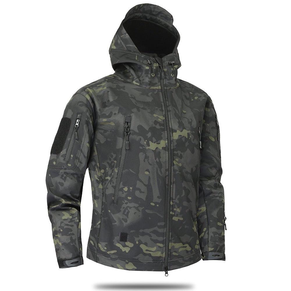 Veste Camouflage Homme Verte Automne Blouson Léger Imperméable Vêtement Tactique Coupe-Vent Camouflage Homme Veste de Neige d'extérieur Respirante