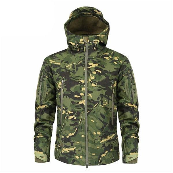 Veste Camouflage Homme Verte Automne Blouson Léger Imperméable Vêtement Tactique Coupe-Vent Camouflage Homme Veste de Neige d'extérieur Respirante