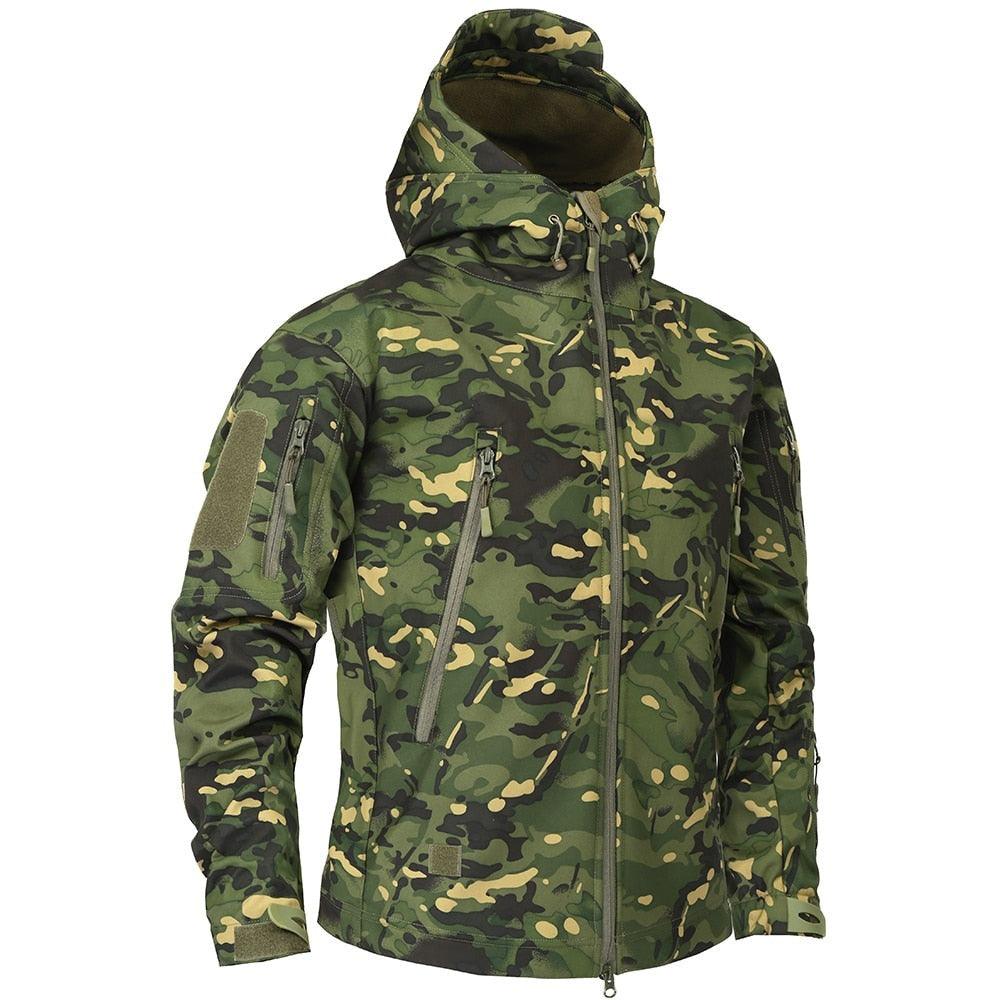 Veste Camouflage Homme Verte Automne Blouson Léger Imperméable Vêtement Tactique Coupe-Vent Camouflage Homme Veste de Neige d'extérieur Respirante