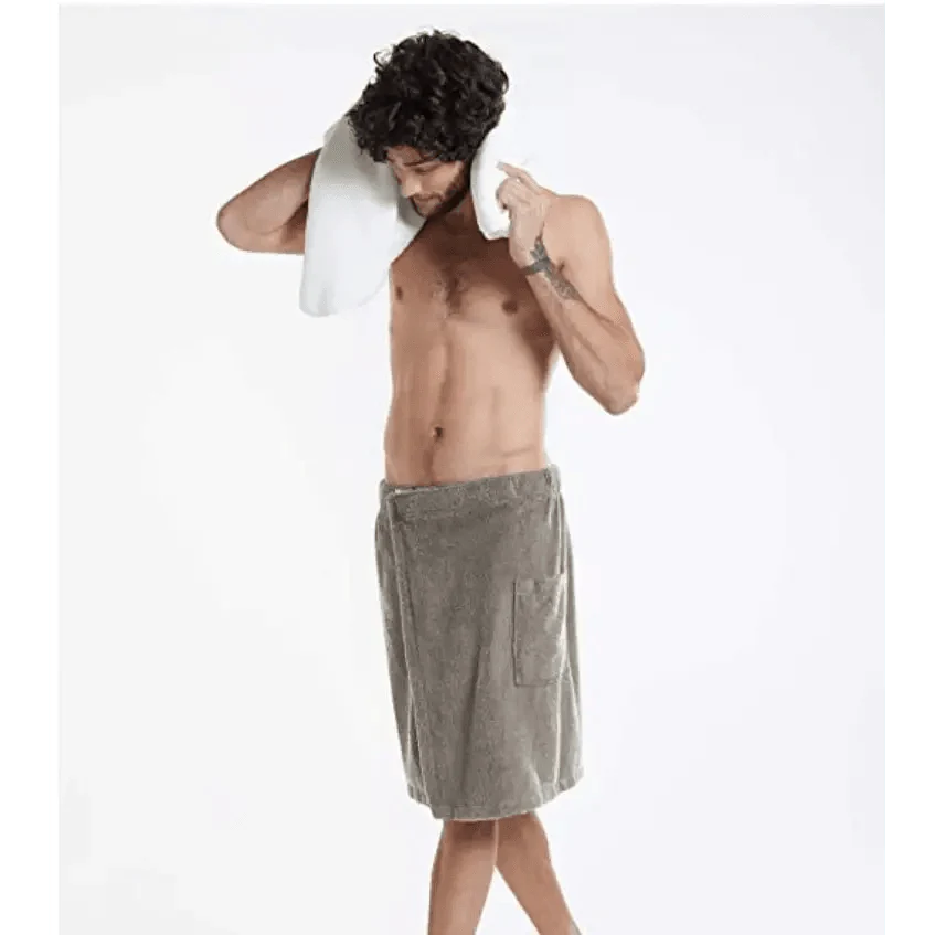 Peignoir pour homme en polaire en peluche, serviette de bain, spa, gym, couleur unie, design élégant, avec poche, tendance