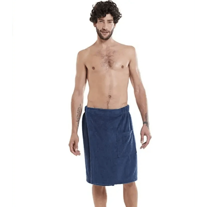Peignoir pour homme en polaire en peluche, serviette de bain, spa, gym, couleur unie, design élégant, avec poche, tendance