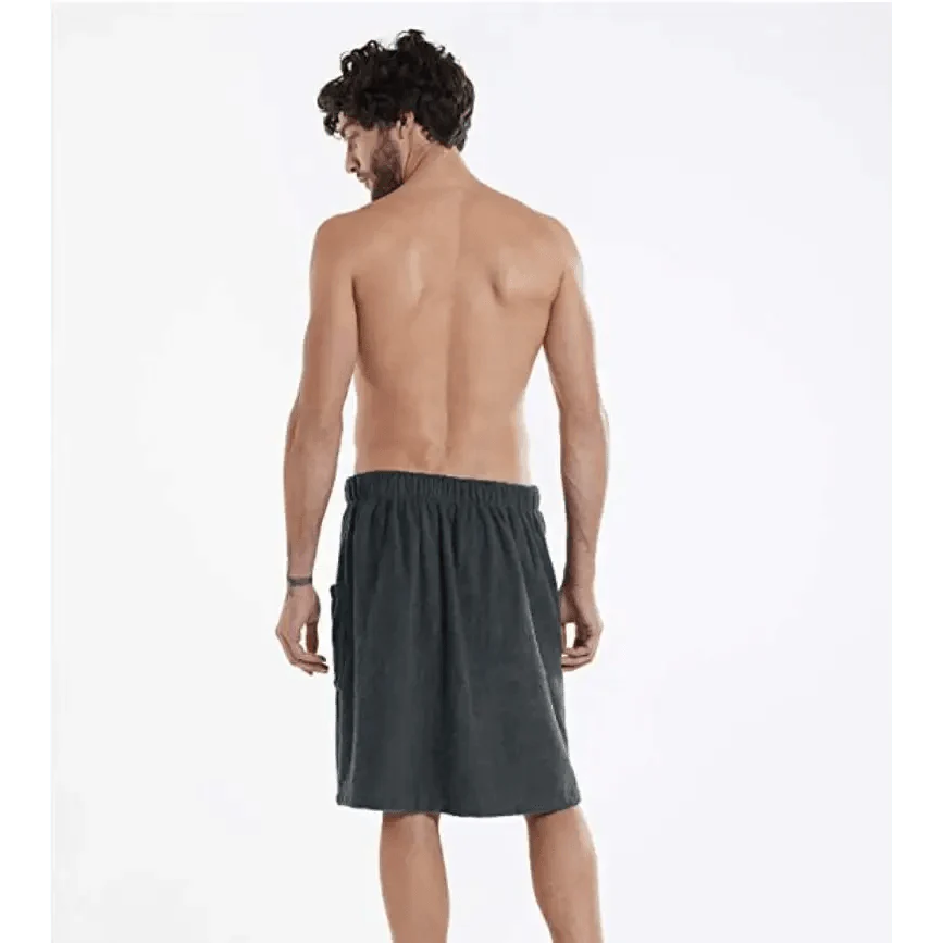 Peignoir pour homme en polaire en peluche, serviette de bain, spa, gym, couleur unie, design élégant, avec poche, tendance