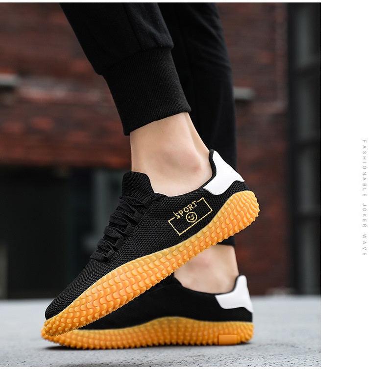 Baskets noires pour hommes Chaussures respirantes en maille Chaussures de sport noires à la mode Chaussures de marche plates et décontractées Chaussures décontractées respirantes Baskets montantes décontractées à lacets pour hommes à la mode