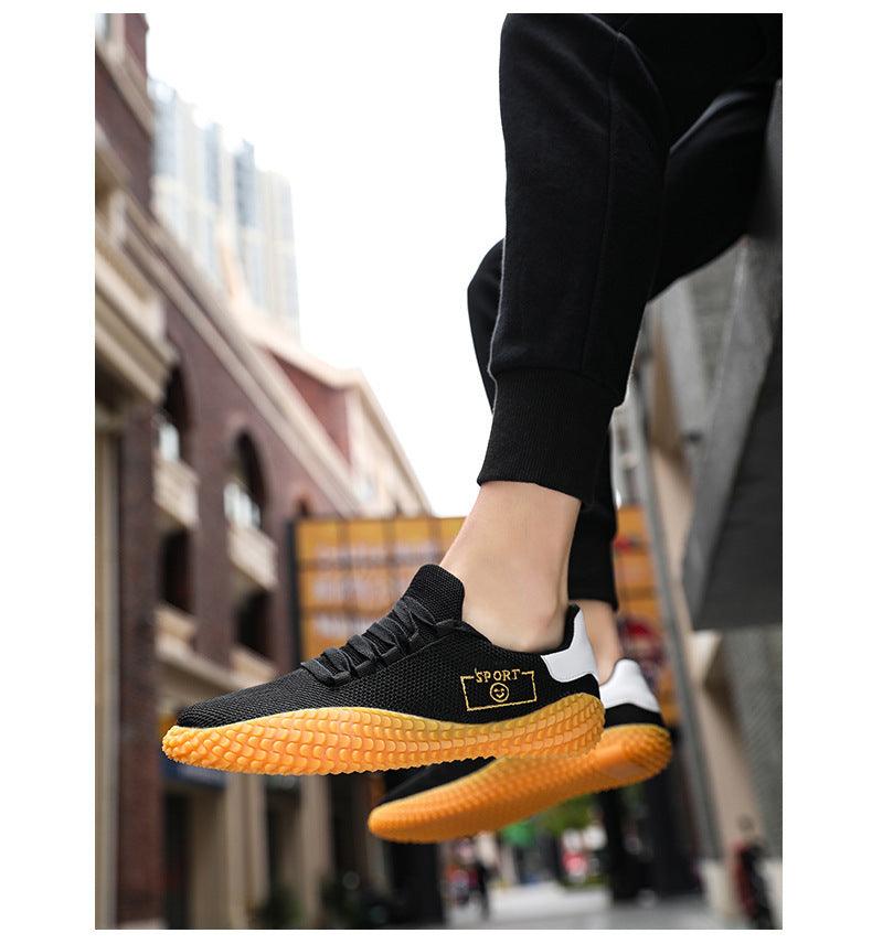 Baskets noires pour hommes Chaussures respirantes en maille Chaussures de sport noires à la mode Chaussures de marche plates et décontractées Chaussures décontractées respirantes Baskets montantes décontractées à lacets pour hommes à la mode