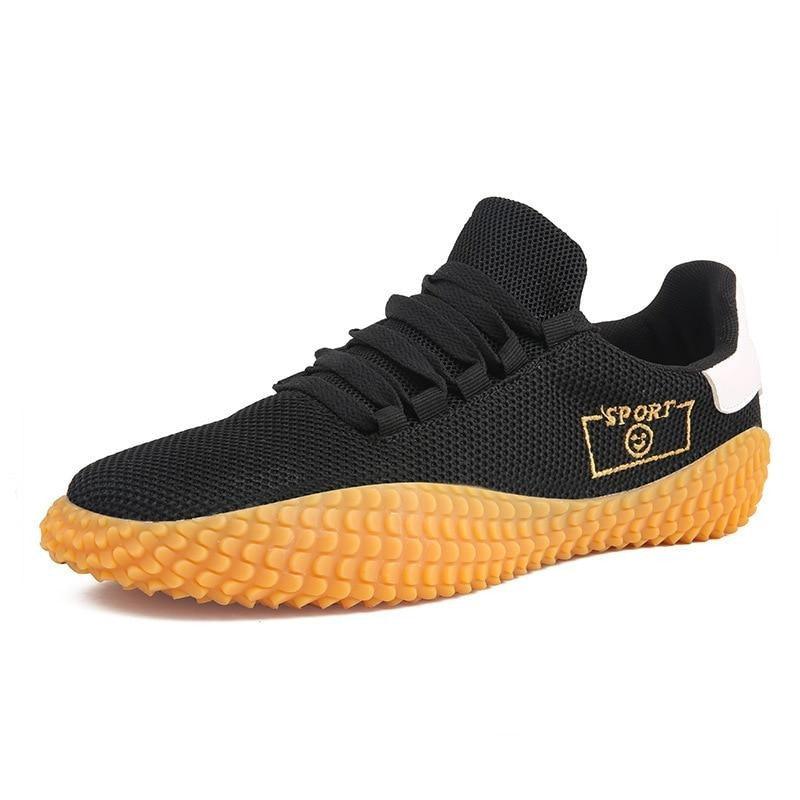 Baskets noires pour hommes Chaussures respirantes en maille Chaussures de sport noires à la mode Chaussures de marche plates et décontractées Chaussures décontractées respirantes Baskets montantes décontractées à lacets pour hommes à la mode