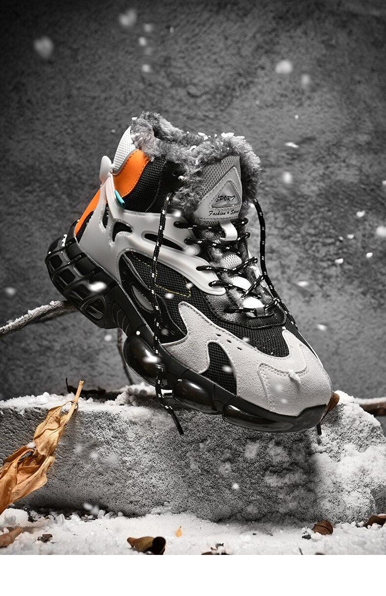 Baskets décontractées homme velours nouvelles chaussures de sport chaudes et confortables résistantes au froid d'hiver bottes de neige d'hiver chaussures de randonnée d'extérieur bottes chaudes doublées de fourrure